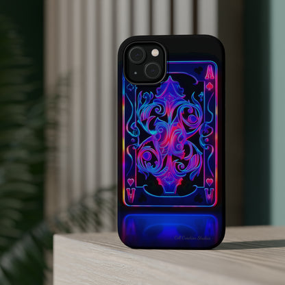 Introducing the "Neon Ace of Hearts" Cell Phone Case – Elevate Your Style with a Dazzling Card -MagSafe Tough Cases