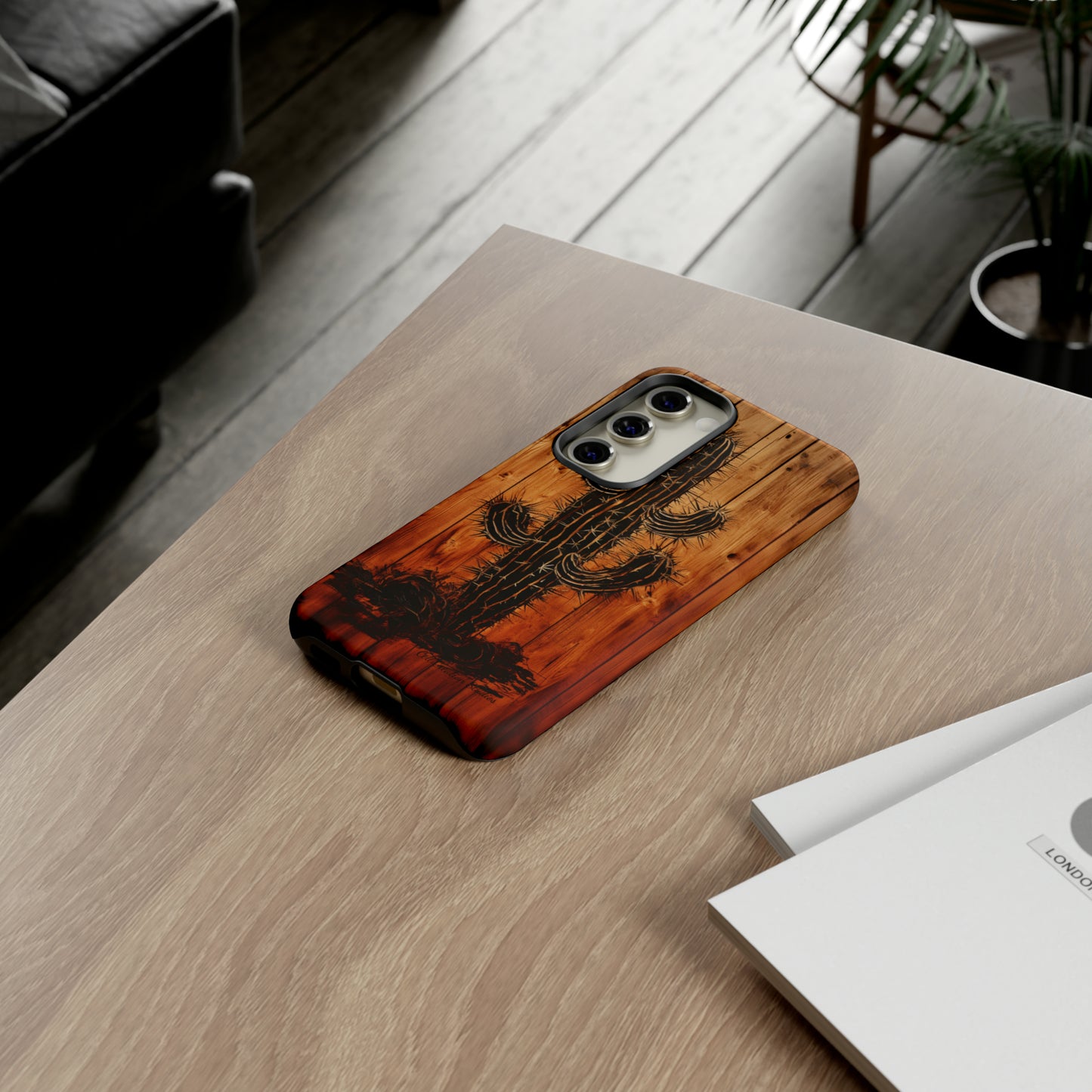 "Desert Vibes Cactus Burnt Wood Design" Phone Case -Tough Cases