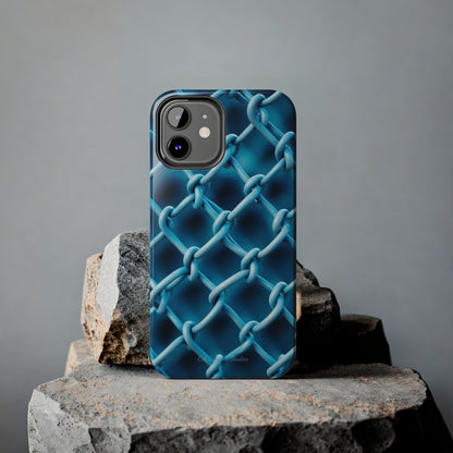 Introducing the "Elegant Chainlink" Cell Phone Case – Embrace Contemporary Style with Blue Chain Link Design -Tough Phone Cases