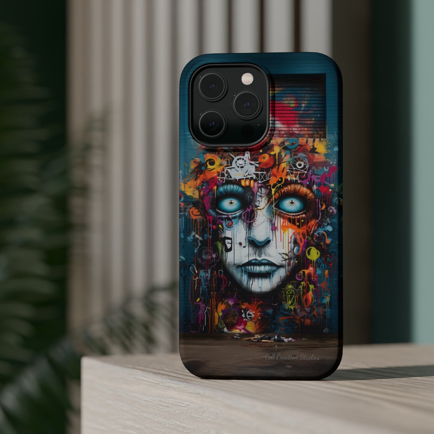 Elevate Your Style with our "Graffiti Face Concrete Wall" Phone Case -MagSafe Tough Cases