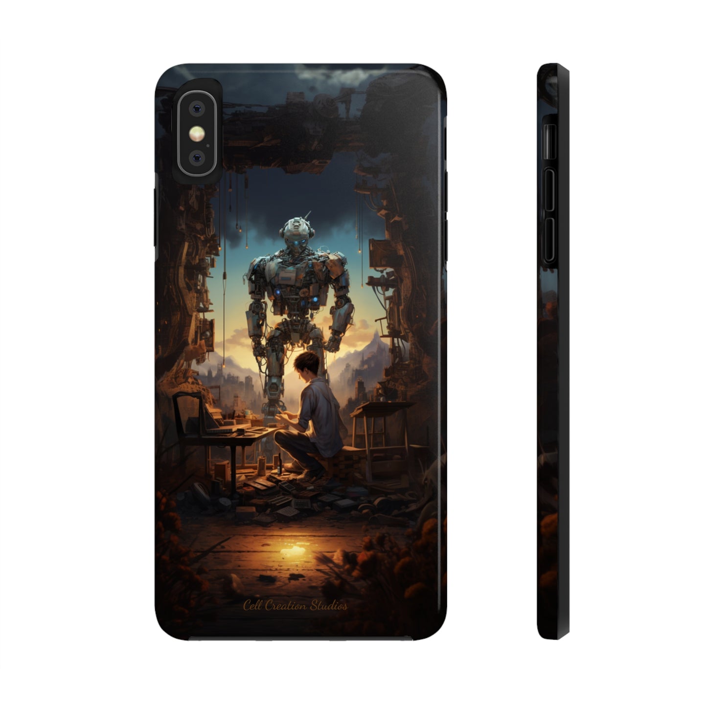 Introducing the "Mechanical Bond" Cell Phone Case – Witness a Captivating Moment of Giant Robot and Boy -Tough Phone Cases