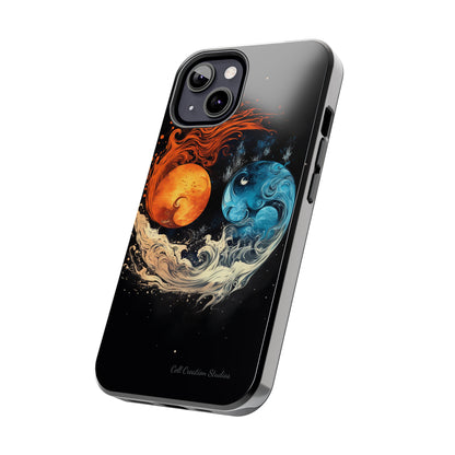 "Harmony in Contrast: Orange and Blue Yin and Yang Phone Case" -Tough Phone Cases