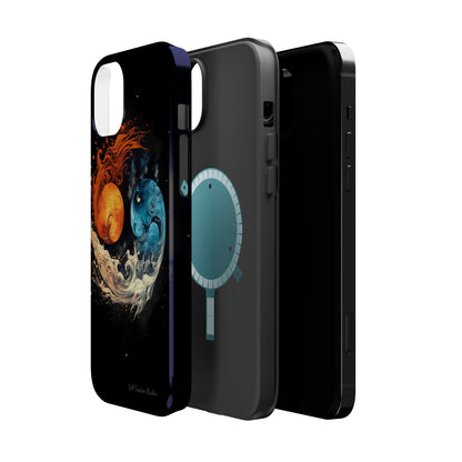 "Harmony in Contrast: Orange and Blue Yin and Yang Phone Case" -MagSafe Tough Cases