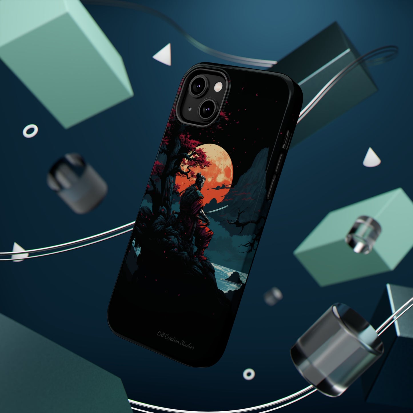 Introducing the "Moonlit Samurai Serenity" Cell Phone Case – Embrace Elegance and Strength -MagSafe Tough Cases