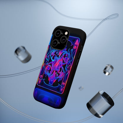 Introducing the "Neon Ace of Hearts" Cell Phone Case – Elevate Your Style with a Dazzling Card -MagSafe Tough Cases