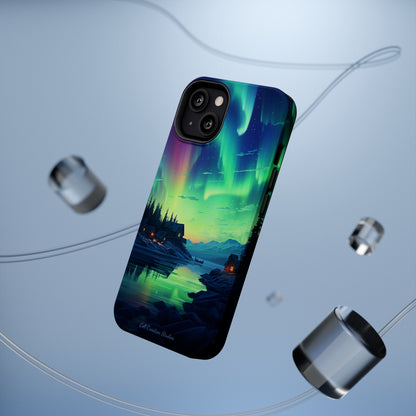 Introducing the "Northern Lights Haven" Cell Phone Case – Experience the Enchantment of Aurora Borealis and Charming Townscape -MagSafe Tough Cases