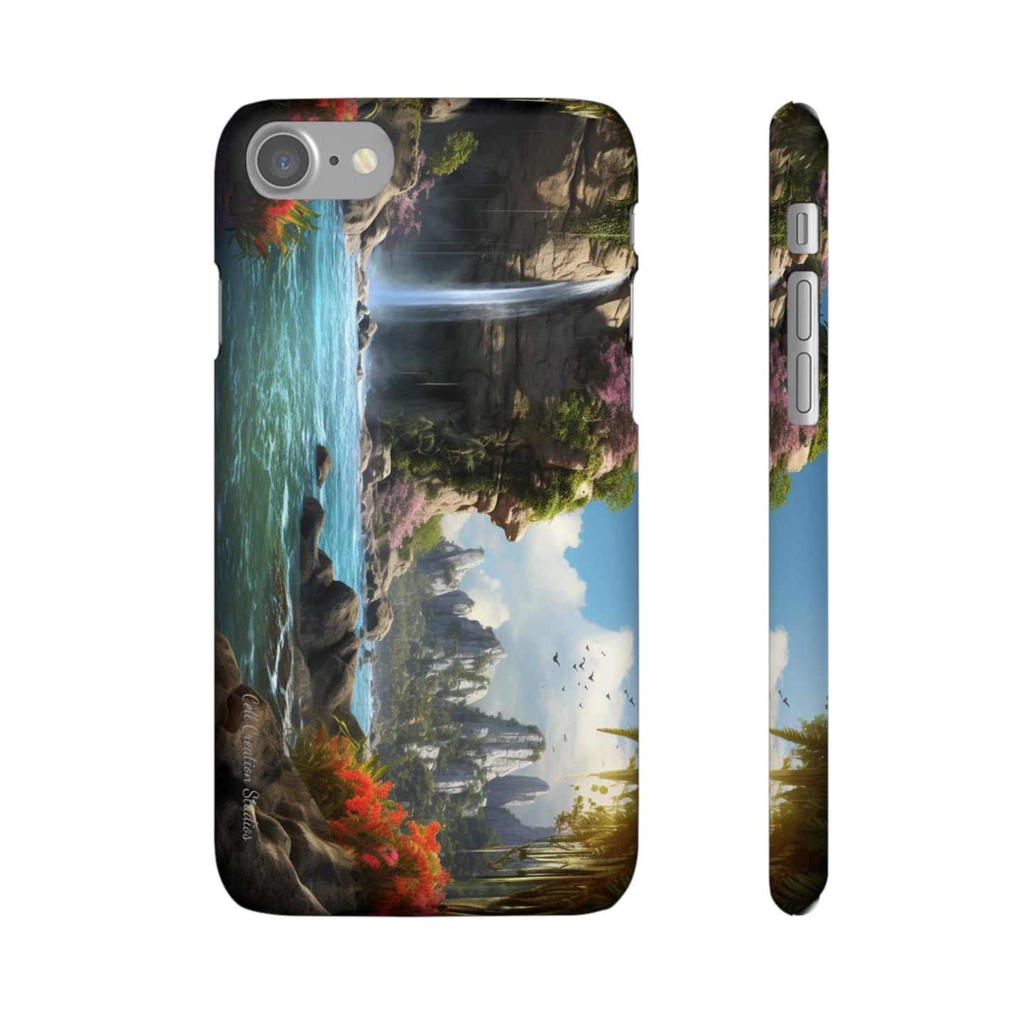 Introducing the "Nature's Cascade" Cell Phone Case – Capture Majestic Beauty with Rock Cliffs and Waterfall! -Snap Cases