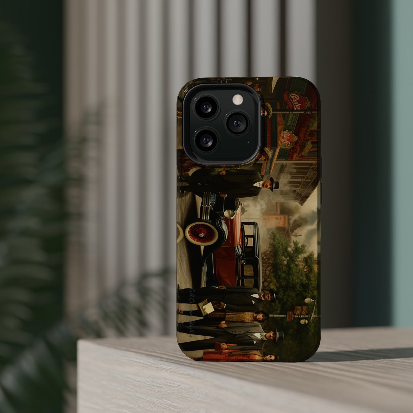 Introducing the "1920s Americana Revival" Cell Phone Case – Step into Nostalgic Elegance with a Vintage Street Scene! -MagSafe Tough Cases