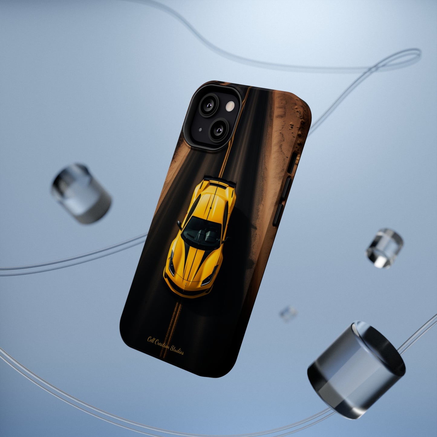 Introducing the "Desert Speedster" Cell Phone Case – Feel the Thrill of a Ferrari Racing through the Desert! -MagSafe Tough Cases