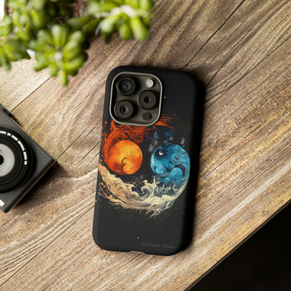 "Harmony in Contrast: Orange and Blue Yin and Yang" Phone Case -Tough Cases