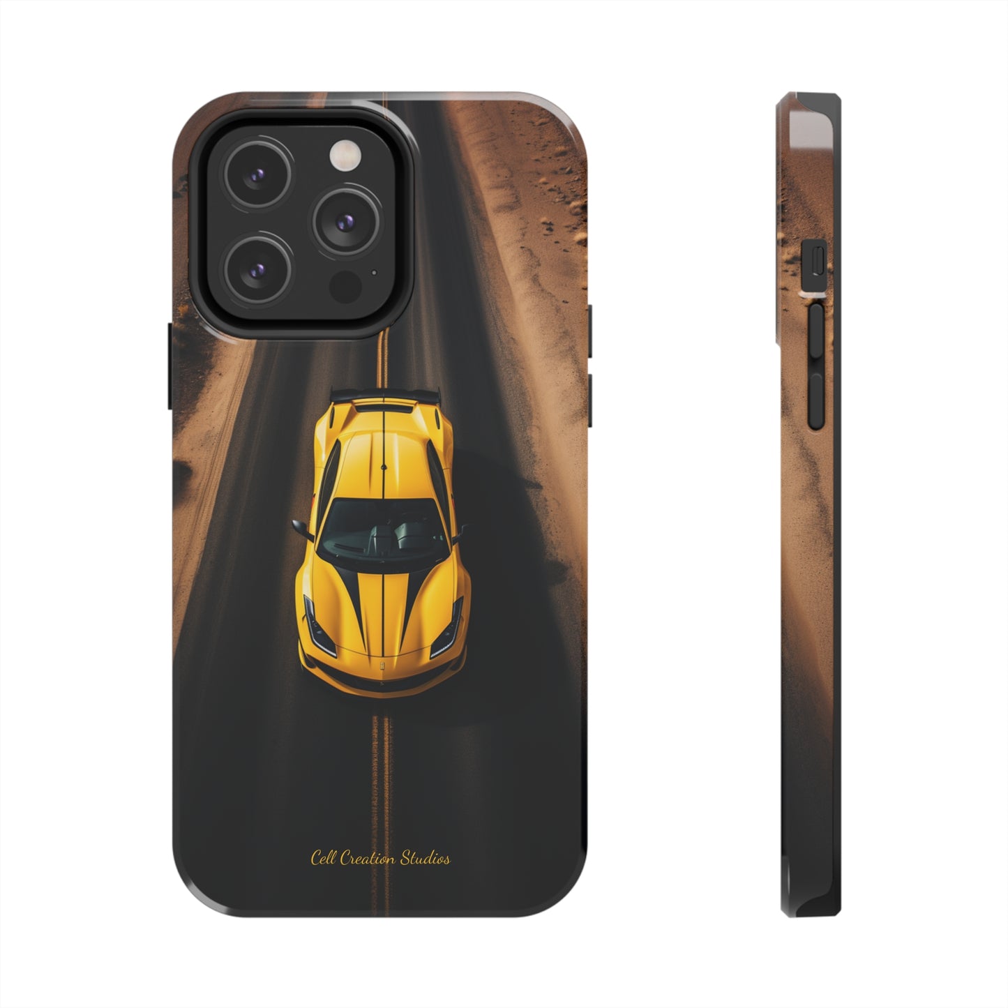 Introducing the "Desert Speedster" Cell Phone Case – Feel the Thrill of a Ferrari Racing through the Desert! -Tough Phone Cases