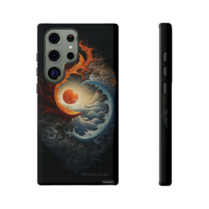 "Dual Elements Clash: Fire and Water Abstract" Phone Case -Tough Cases