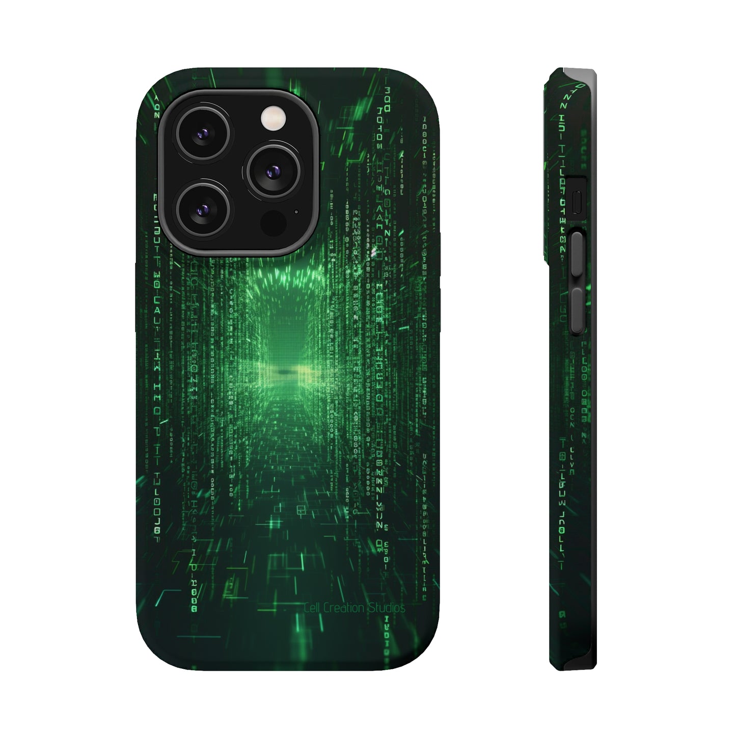 Introducing our "Digital Code Stream" Cell Phone Case – where style meets technology for your device's protection -MagSafe Tough Cases