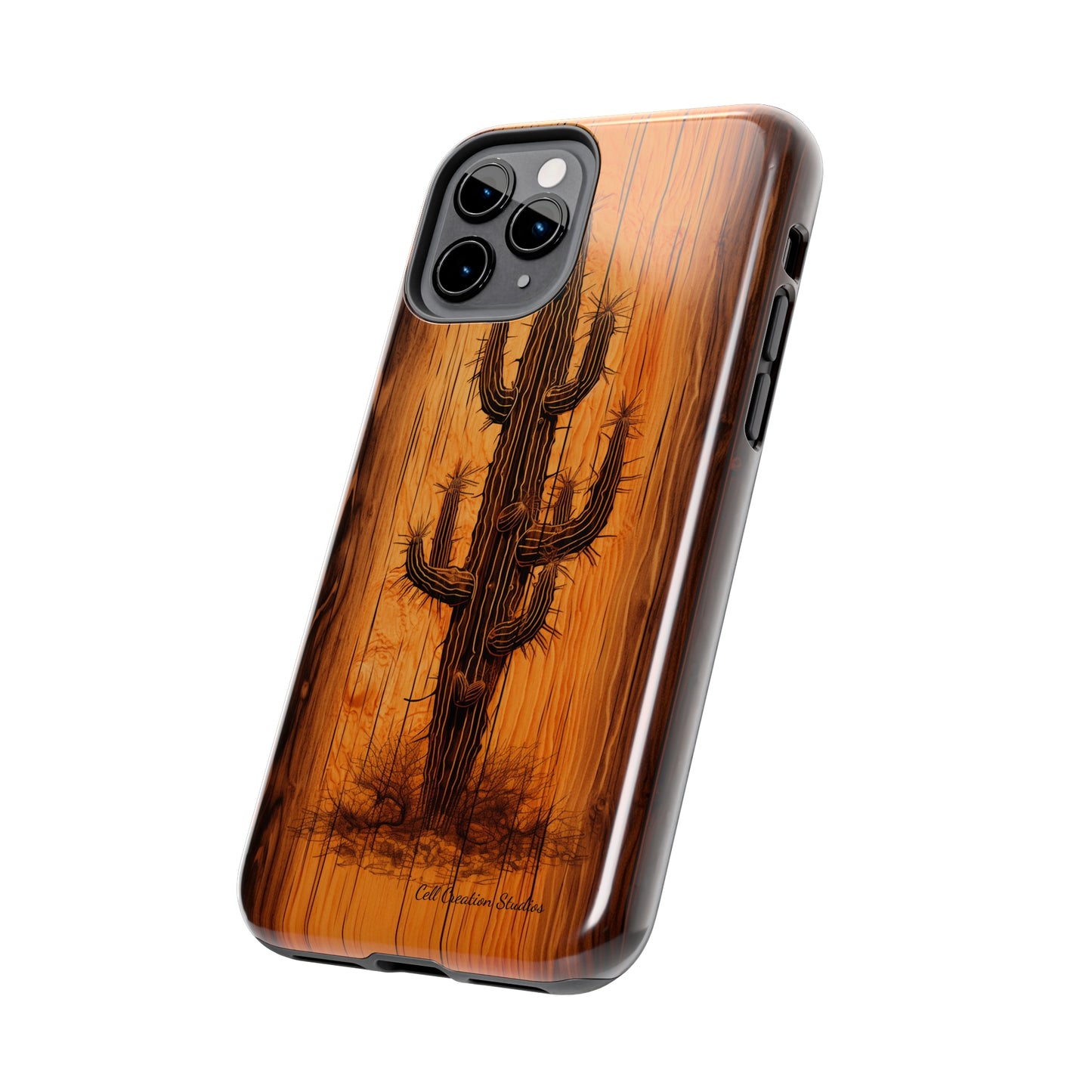 "Cactus Burnt Wood" Phone Case -Tough Phone Cases