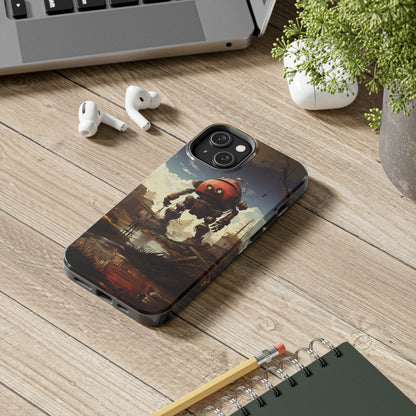 Introducing the "Urban Encounter" Cell Phone Case – Witness the Epic Convergence of Man and Giant Robot -Tough Phone Cases