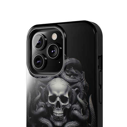 Introducing the "Monochrome Skull and Snakes" Cell Phone Case – A Bold Statement -Tough Phone Cases