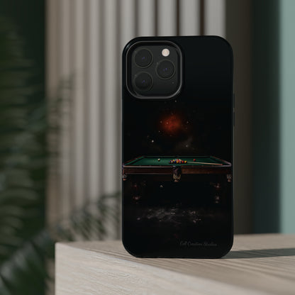 "Rack 'Em Up in Style: Pool Table-Themed Phone Case with Space Background" -MagSafe Tough Cases