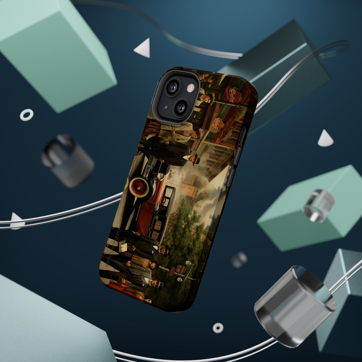 Introducing the "1920s Americana Revival" Cell Phone Case – Step into Nostalgic Elegance with a Vintage Street Scene! -MagSafe Tough Cases