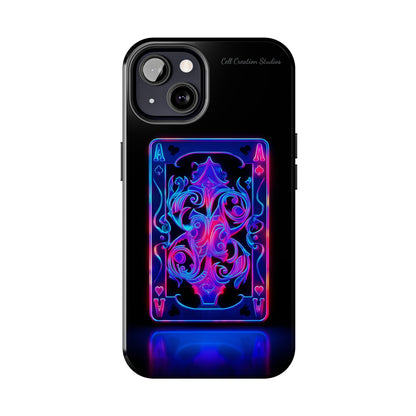 Introducing the "Neon Ace of Hearts" Cell Phone Case – Elevate Your Style with a Dazzling Card -Tough Phone Cases