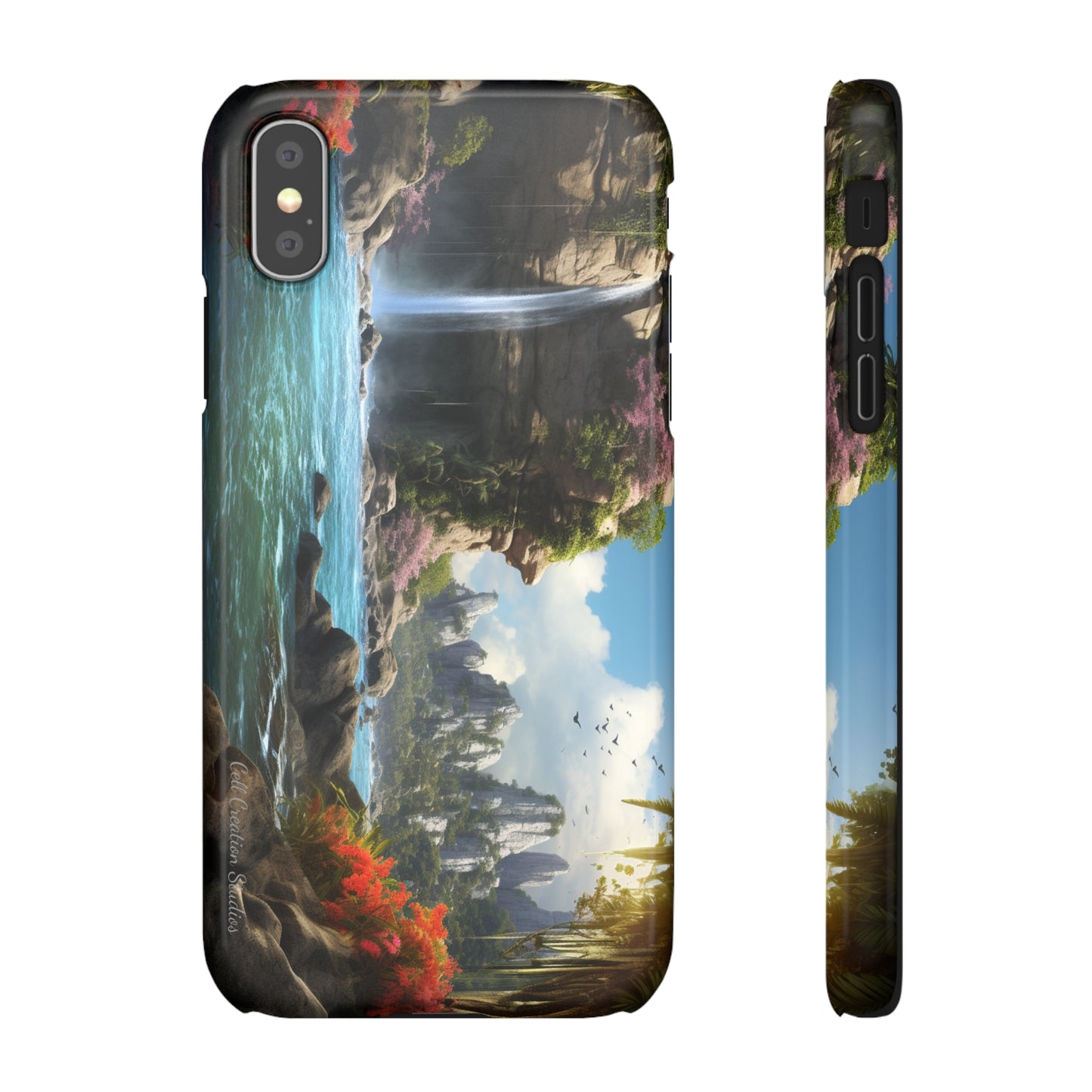 Introducing the "Nature's Cascade" Cell Phone Case – Capture Majestic Beauty with Rock Cliffs and Waterfall! -Snap Cases