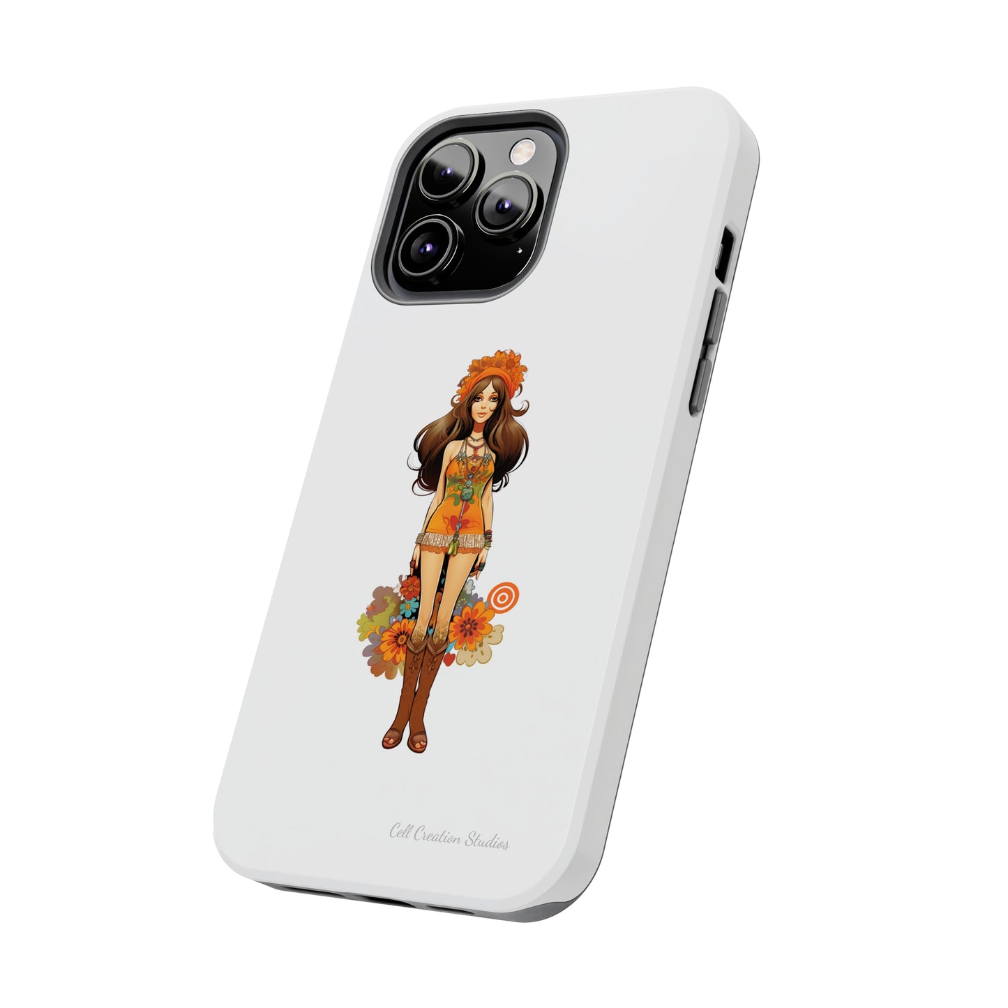 Introducing the "Groovy Hippie Chick" Cell Phone Case – Peace, Love, and Retro Style -Tough Phone Cases