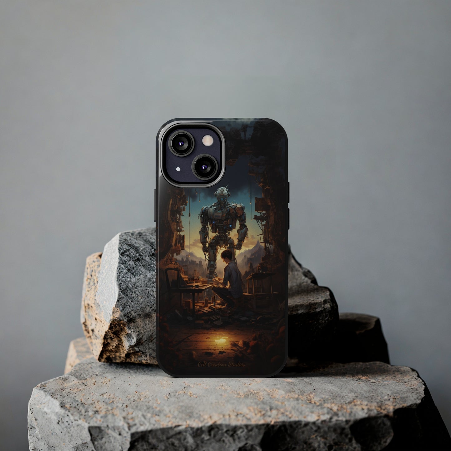 Introducing the "Mechanical Bond" Cell Phone Case – Witness a Captivating Moment of Giant Robot and Boy -Tough Phone Cases