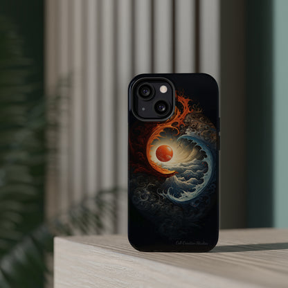 "Dual Elements Clash: Fire and Water Abstract" Phone Case -MagSafe Tough Cases