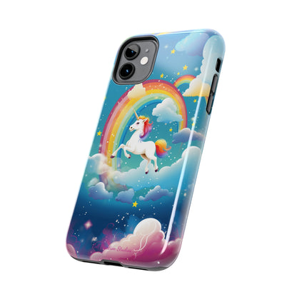 Introducing the "Rainbow Soar" Cell Phone Case – Embark on a Whimsical Journey with a Flying Unicorn -Tough Phone Cases