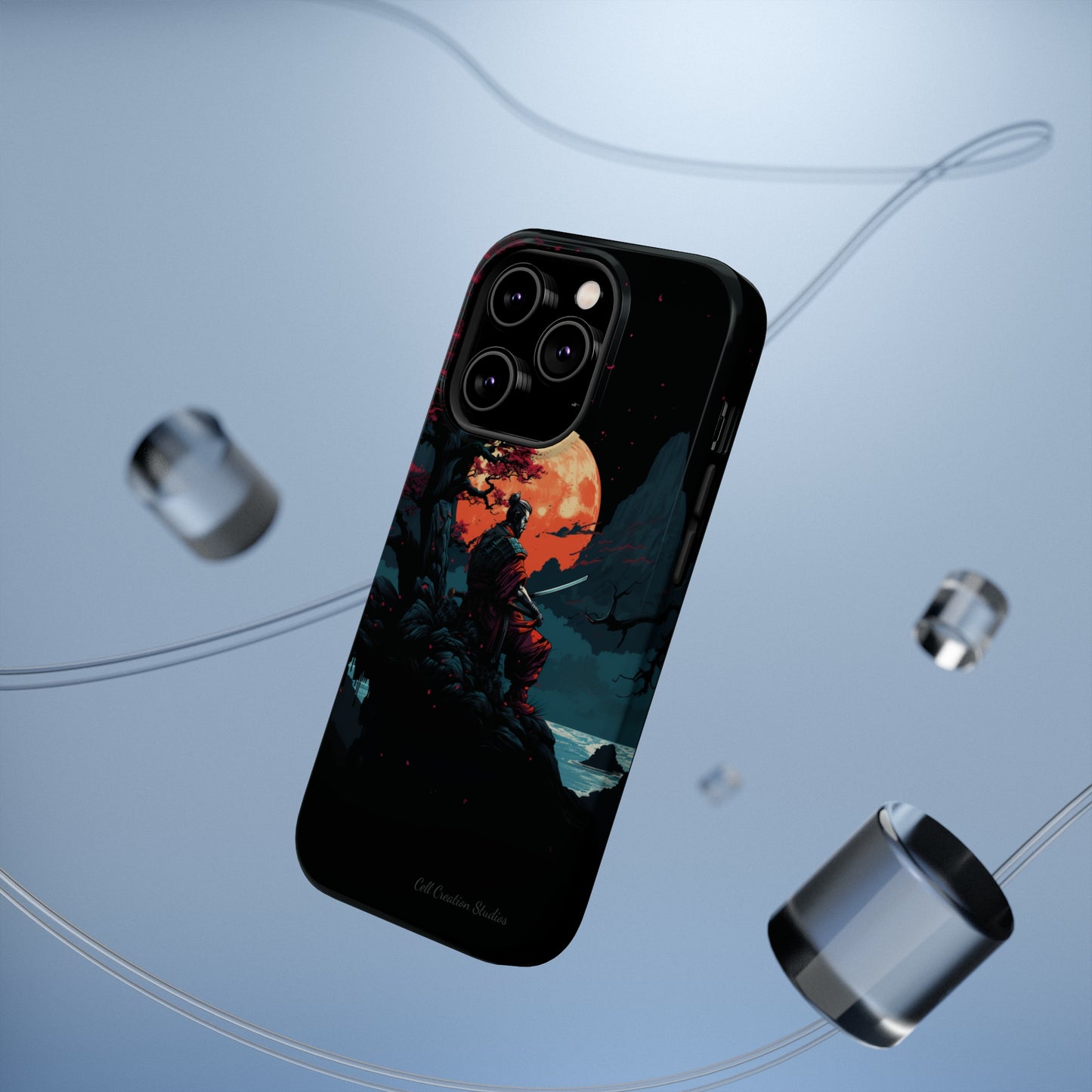 Introducing the "Moonlit Samurai Serenity" Cell Phone Case – Embrace Elegance and Strength -MagSafe Tough Cases