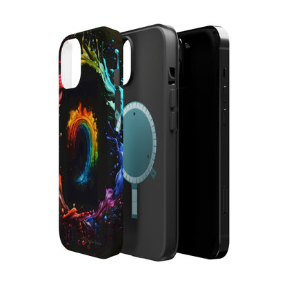 "Vibrant Swirls Painted on Black" Cell Phone Case -MagSafe Tough Cases