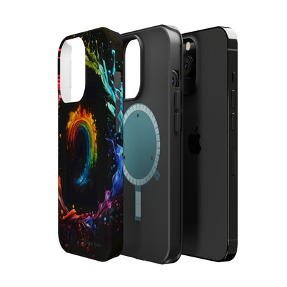 "Vibrant Swirls Painted on Black" Cell Phone Case -MagSafe Tough Cases