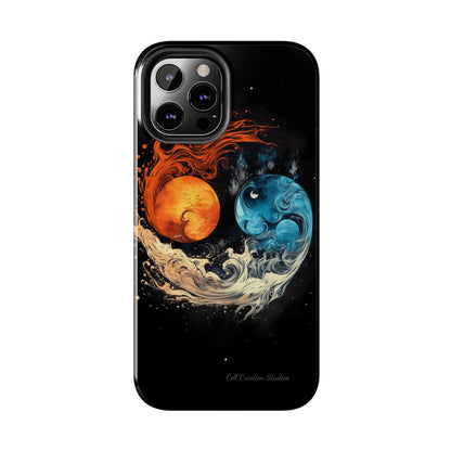 "Harmony in Contrast: Orange and Blue Yin and Yang Phone Case" -Tough Phone Cases