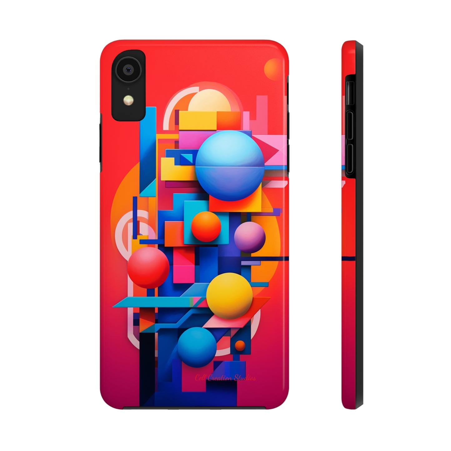 The "Geometric Red Background" Cell Phone Case- Upgrade Your Phone's Aesthetics -Tough Phone Cases