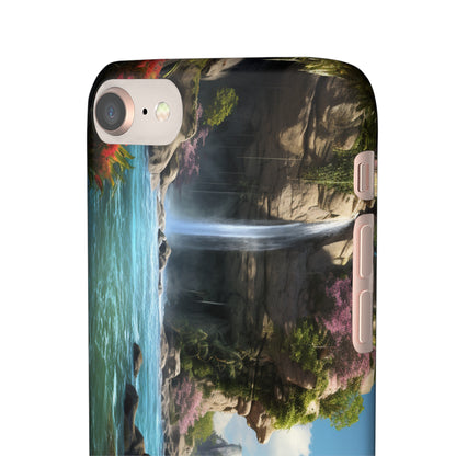 Introducing the "Nature's Cascade" Cell Phone Case – Capture Majestic Beauty with Rock Cliffs and Waterfall! -Snap Cases