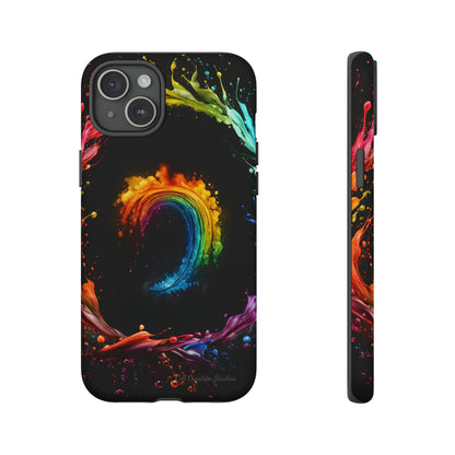 "Vibrant Swirls Painted on Black" Cell Phone Case -Tough Cases