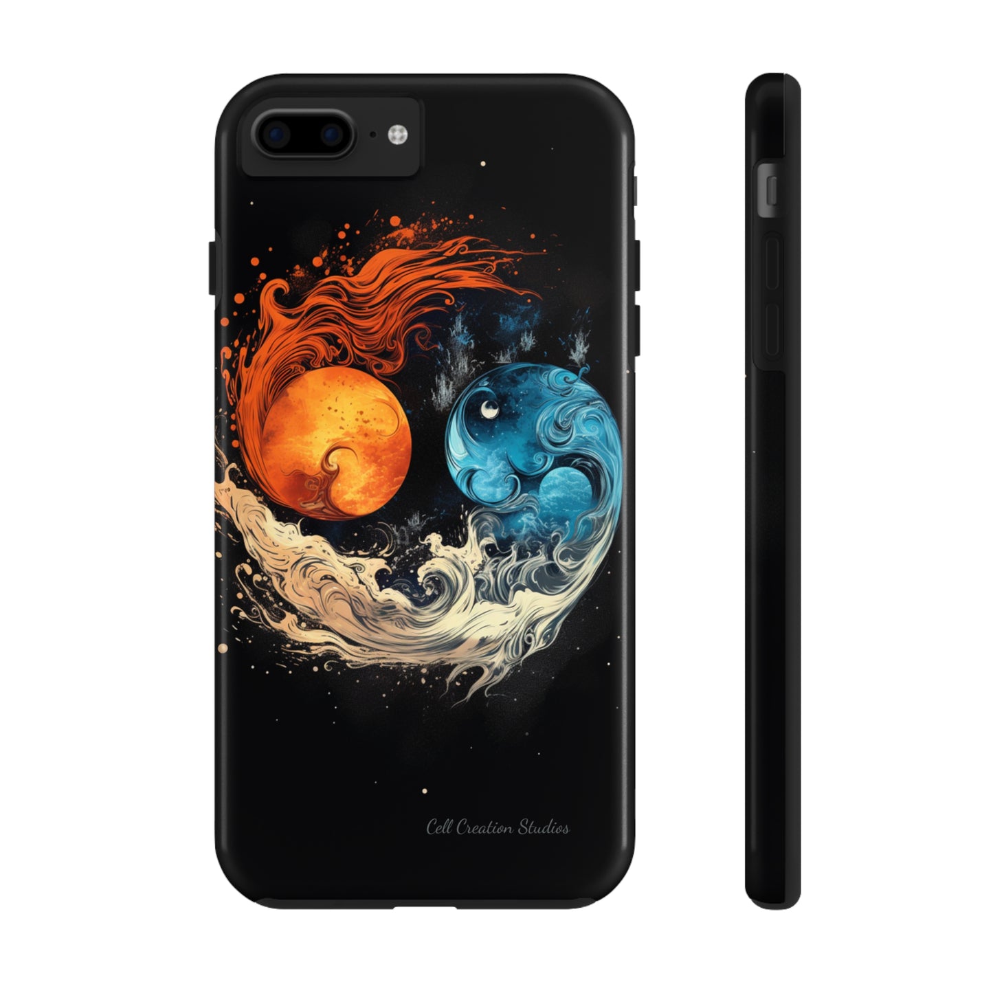 "Harmony in Contrast: Orange and Blue Yin and Yang Phone Case" -Tough Phone Cases