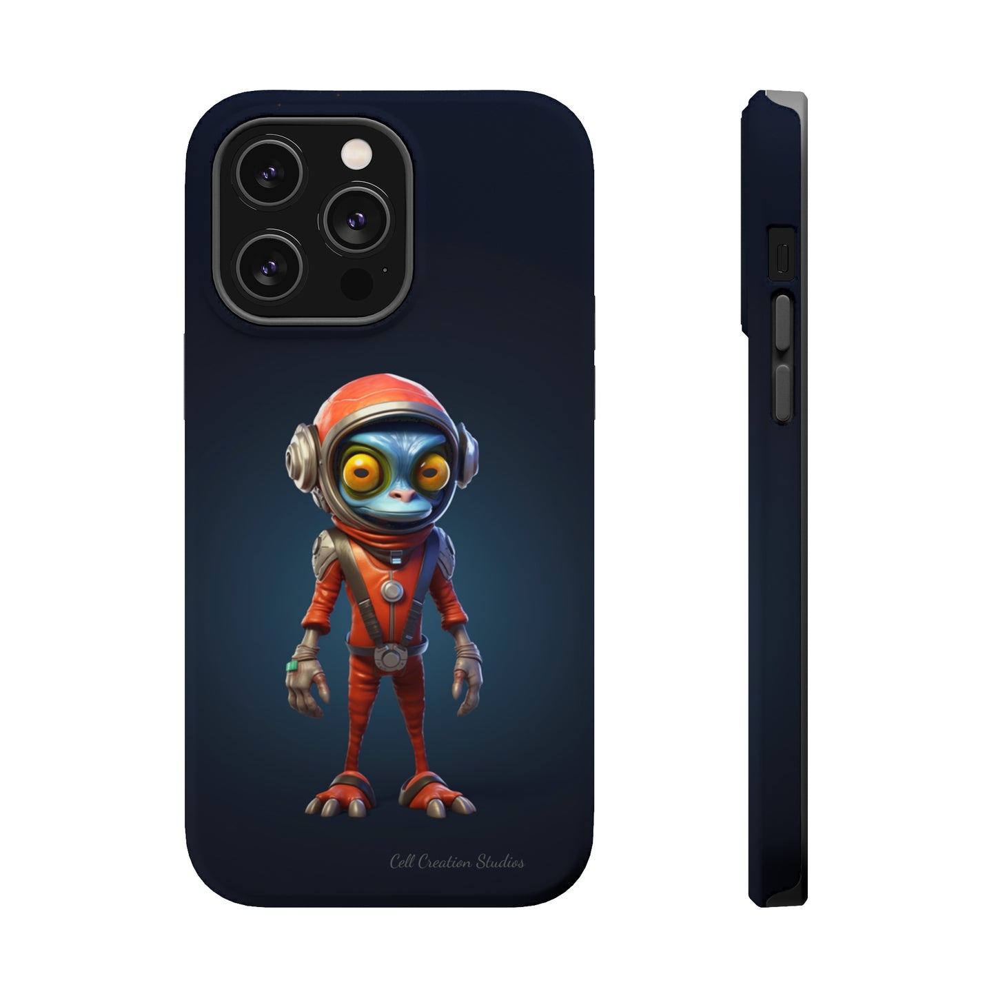 The "AstroGuard" Animated Blue Alien Astronaut Phone Case -MagSafe Tough Cases