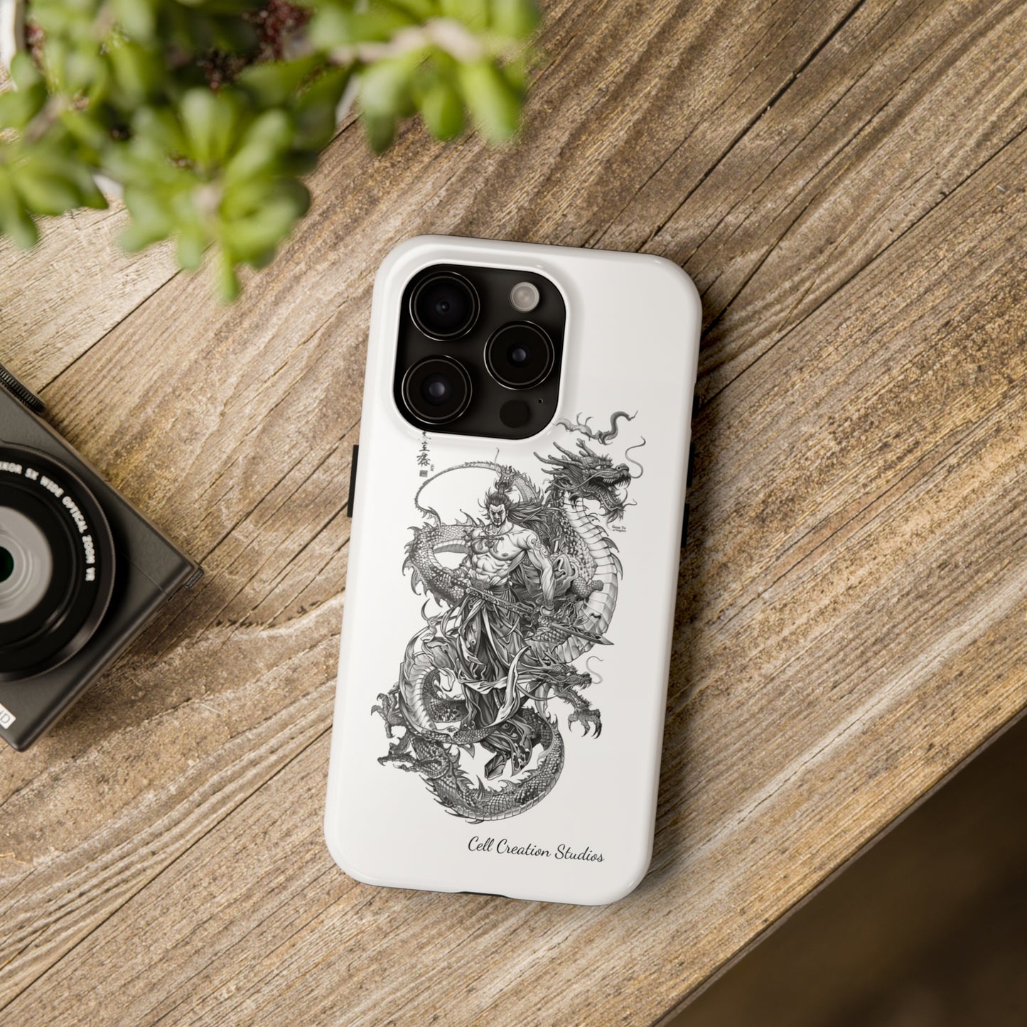 "Samurai and Dragon Sketch" -Tough iPhone Cases