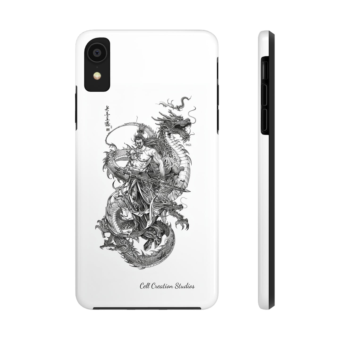 "Samurai and Dragon Sketch" -Tough iPhone Cases