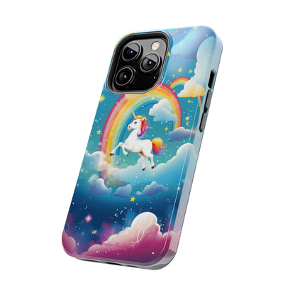 Introducing the "Rainbow Soar" Cell Phone Case – Embark on a Whimsical Journey with a Flying Unicorn -Tough Phone Cases