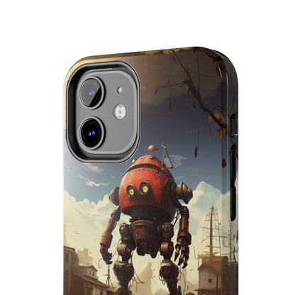 Introducing the "Urban Encounter" Cell Phone Case – Witness the Epic Convergence of Man and Giant Robot -Tough Phone Cases