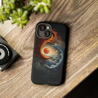 "Dual Elements Clash: Fire and Water Abstract" Phone Case -Tough Cases