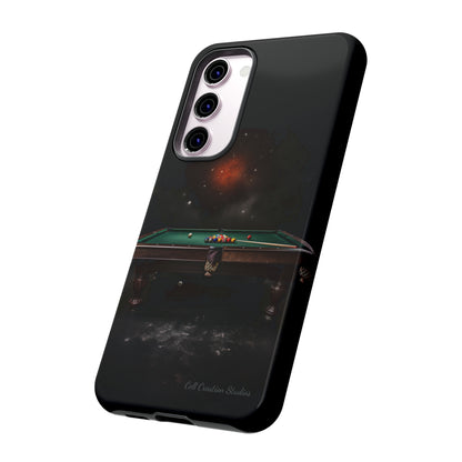 "Rack 'Em Up in Style: Pool Table-Themed Phone Case with Space Background"-Tough Cases