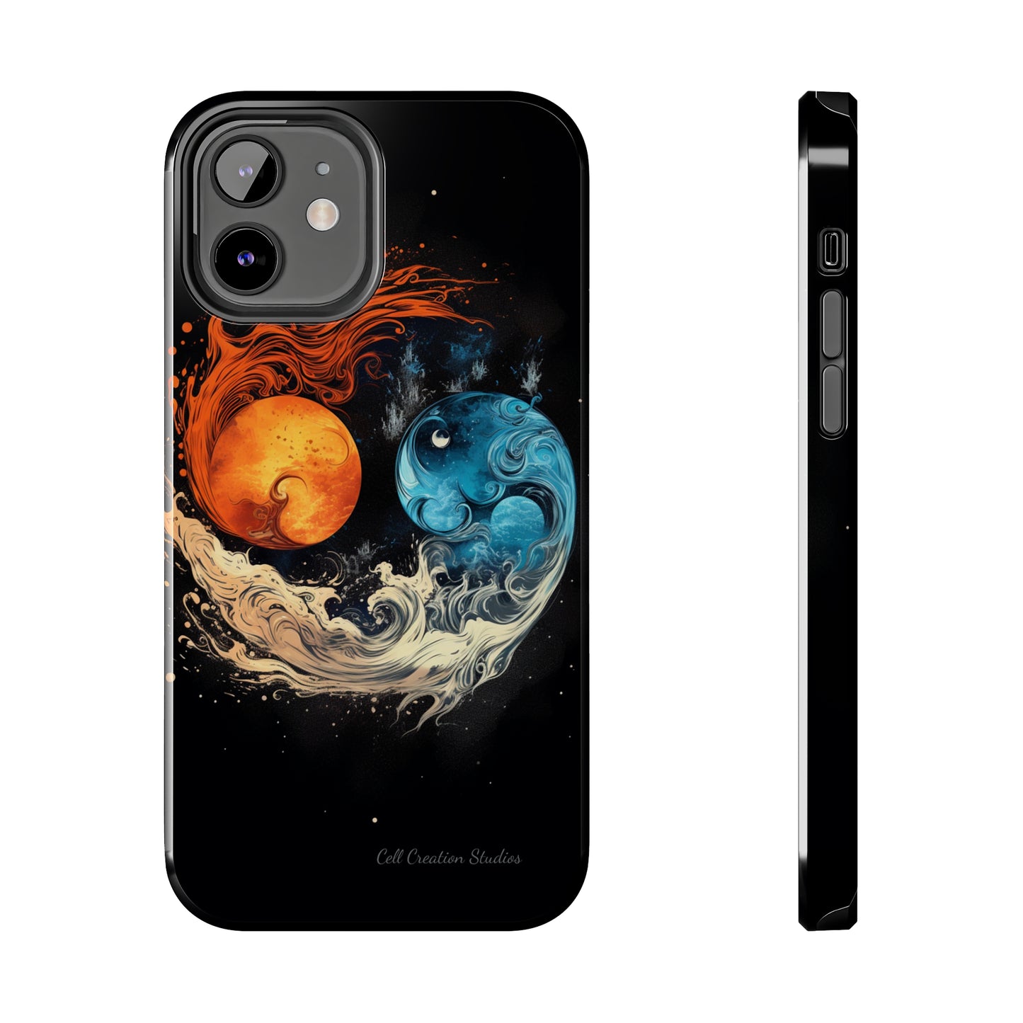 "Harmony in Contrast: Orange and Blue Yin and Yang Phone Case" -Tough Phone Cases