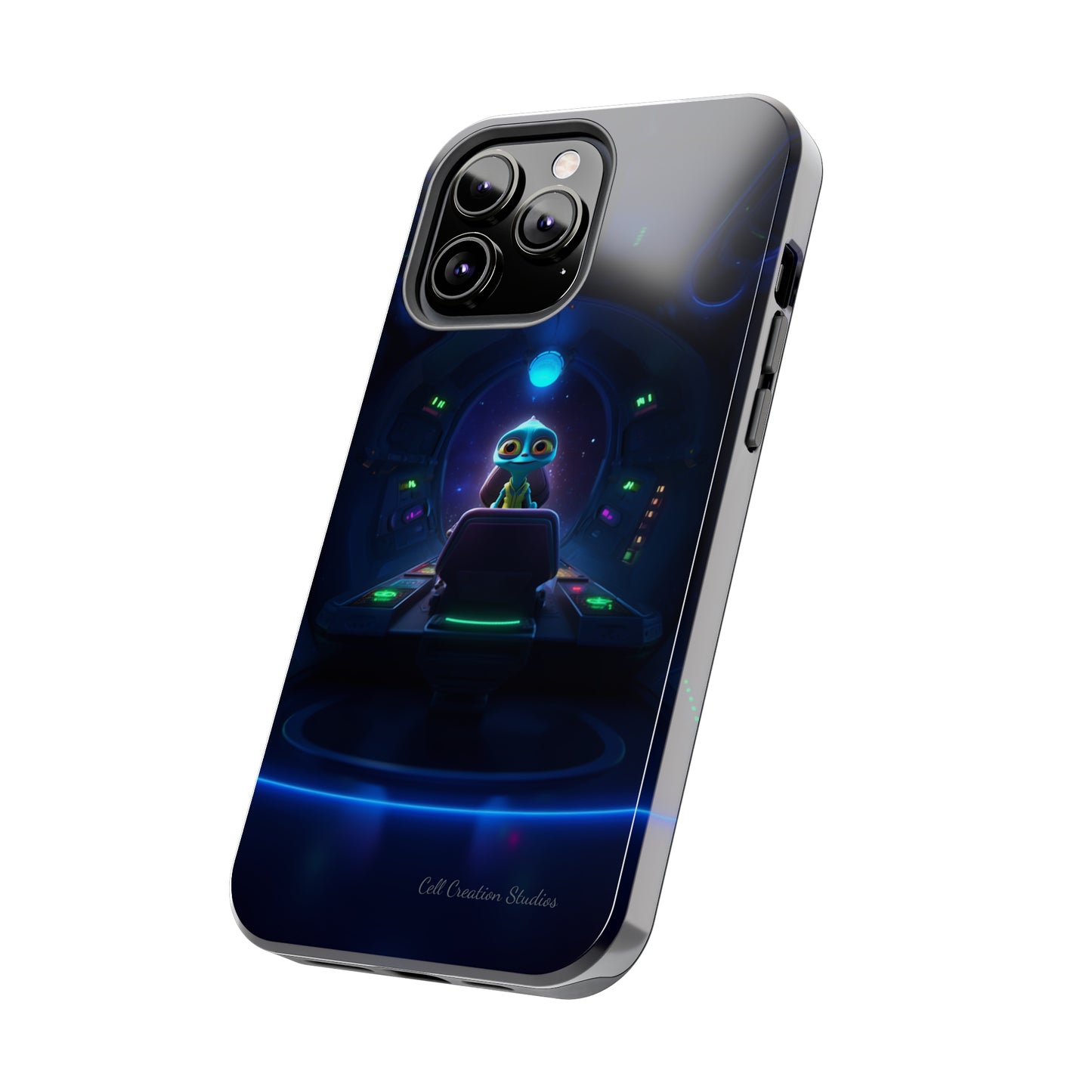 The "Galactic Buddy" Blue Alien Spaceship Phone Case -Tough Phone Cases