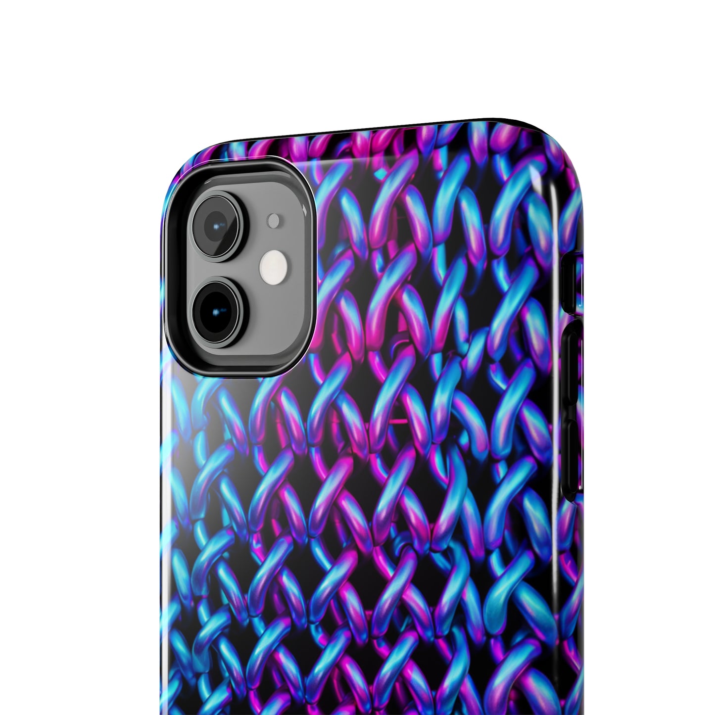 Introducing the "Neon Chainlink Glow" Cell Phone Case – Illuminate Your Style with Vibrant Chain Pattern Design -Tough Phone Cases