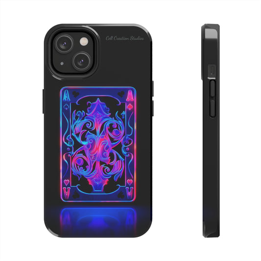 Introducing the "Neon Ace of Hearts" Cell Phone Case – Elevate Your Style with a Dazzling Card -Tough Phone Cases