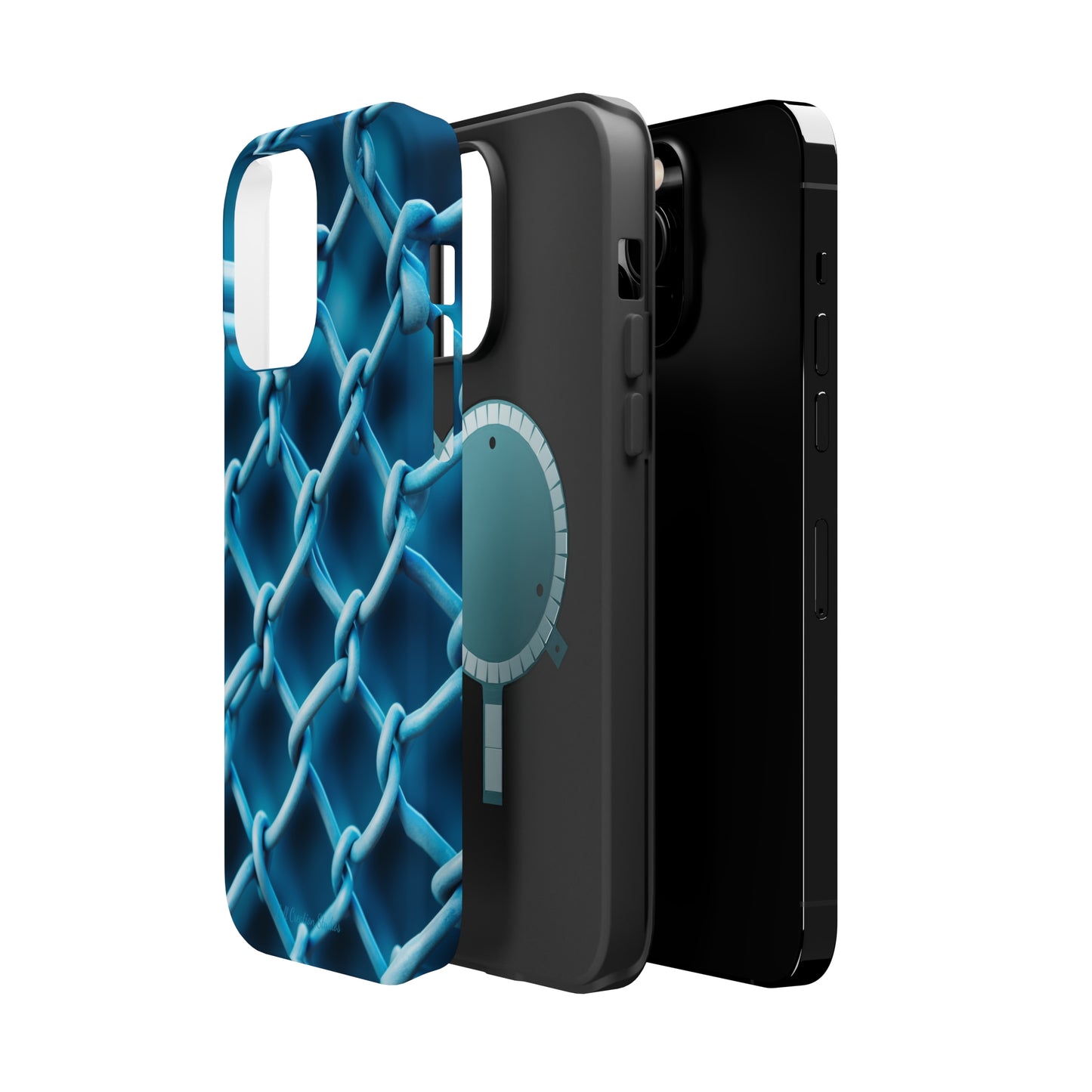 Introducing the "Elegant Chainlink" Cell Phone Case – Embrace Contemporary Style with Blue Chain Link Design -MagSafe Tough Cases