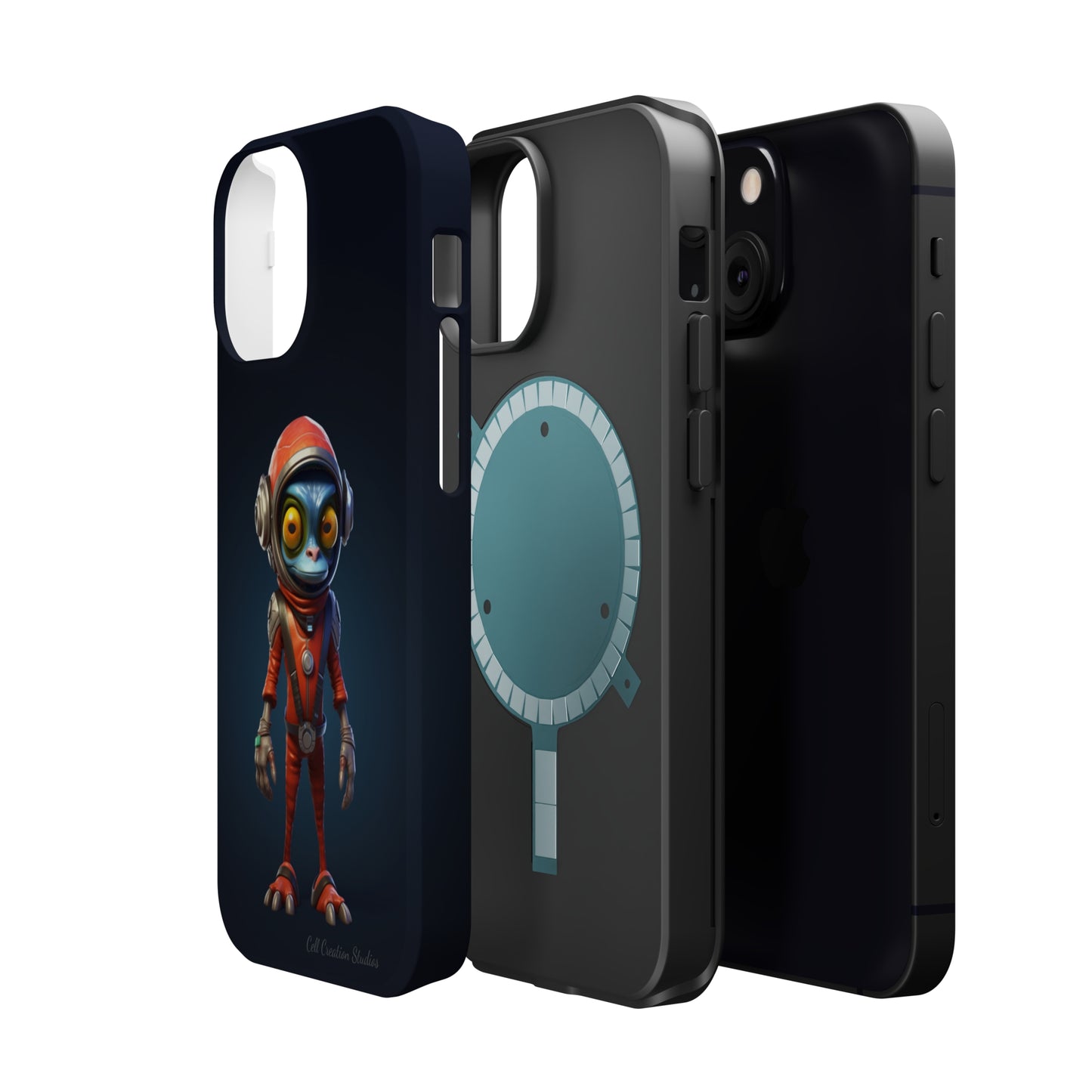 The "AstroGuard" Animated Blue Alien Astronaut Phone Case -MagSafe Tough Cases