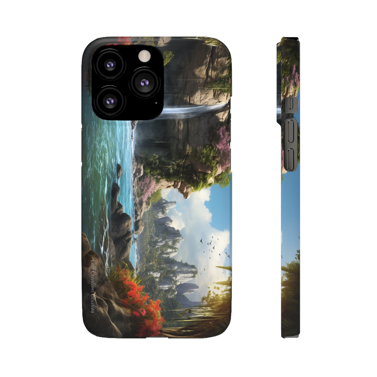 Introducing the "Nature's Cascade" Cell Phone Case – Capture Majestic Beauty with Rock Cliffs and Waterfall! -Snap Cases